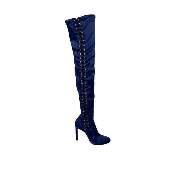Jimmy Choo Shoes - Jimmy Choo Satin Lace Up Over the Knee Satin Boots